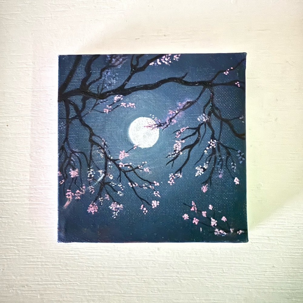 Moonlit Cherry Blossom Canvas Art